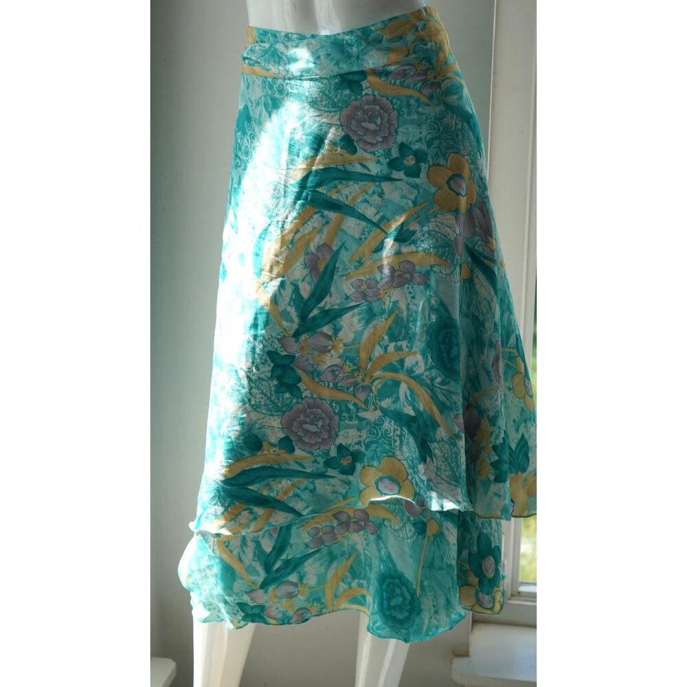 Jovani Designs Hawaii Wrap Skirt Medium Floral 80%Silk Tropical